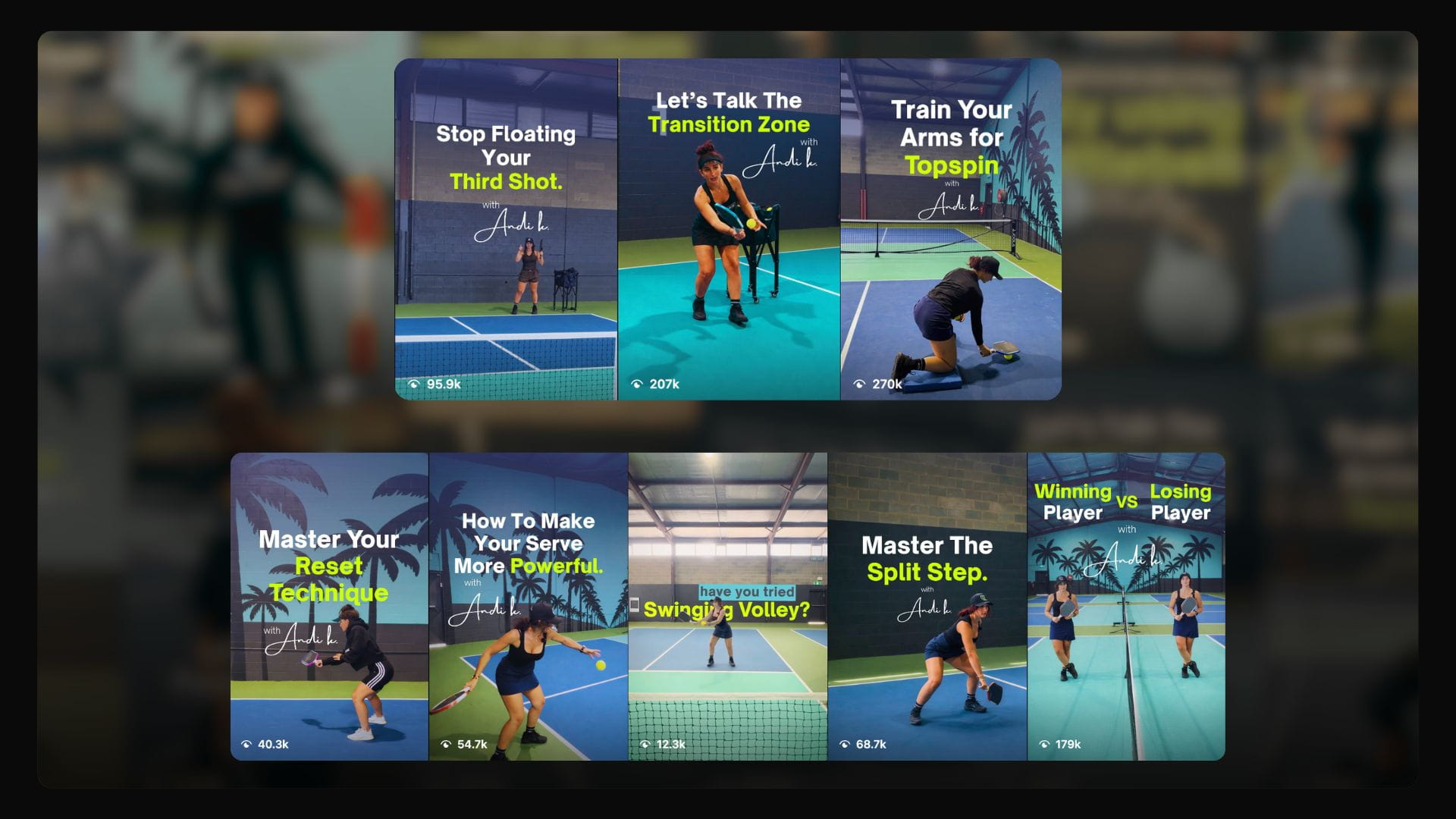 Short-form coaching clips produced for Rally & Range